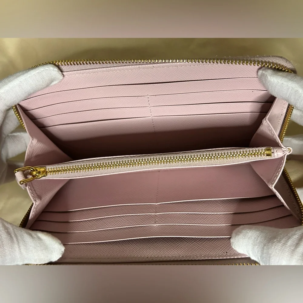 Prada Saffiano Lux Zip-Around Wallet (Light Pink) w/ Gold Logo